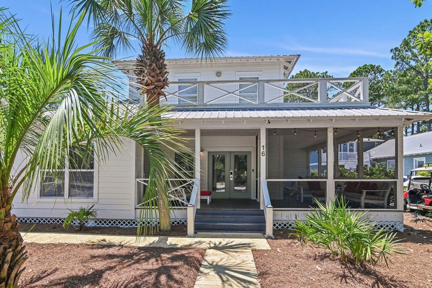 Embrace coastal living at its finest in this stunning home located in the serene Seagrove neighborhood of Grove by the Sea. With 1,688 square feet of living space in the main home, this property is perfect for a primary residence, a second home, or a rental investment. It features three spacious bedrooms and two bathrooms, providing ample room for comfort and relaxation. Notable updates include a newly constructed carriage house and garage, adding both functionality and charm to the property. The brand-new carriage house, spanning 594 square feet making the home a total of 2,282 square feet, boasts a two-story layout with a one-bedroom suite, a full bathroom and a cozy living room and kitchen area upstairs, ideal for guests or short-term rentals. Enjoy the peaceful surroundings from the wraparound porch or the large second-story open balcony, perfect for entertaining family and friends. The property is just a short stroll away from beach access, ensuring easy enjoyment of the pristine sands and azure waters of Seagrove Beach. Situated near the community pools and the tree-lined roads of this picturesque neighborhood, this home offers a relaxing lifestyle while being close to all the amenities the area has to offer. Fully furnished and rental-ready, this beautiful home is poised to provide a luxurious coastal living experience. The community features two pools and tennis courts. The property conveys with plans approved by the HOA and having been previously permitted by Walton County. These plans would add an additional 620 square feet to the home. There is room for a pool between the main and carriage house. Request architectural plans from the listing agent.