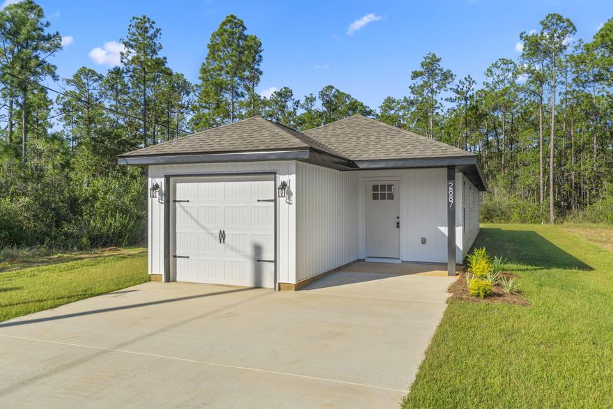 Located in Flood Zone X!! NEW CONSTRUCTION - FULLY COMPLETED craftsman-style home is ready now!!  3 bedrooms, 2 full bathrooms, and a 1 car garage. The kitchen features granite countertops, soft close cabinets, wet kitchen island, pantry, and stainless steel appliances including refrigerator! Oversized closet in the primary bedroom, granite countertops in the bathrooms, tile flooring throughout the home, impact-rated windows, and an inside laundry room! Plenty of parking space with an extra wide driveway! No HOA and No rental restrictions. Bring your boat, there are two public boat ramps within a few minutes drive.