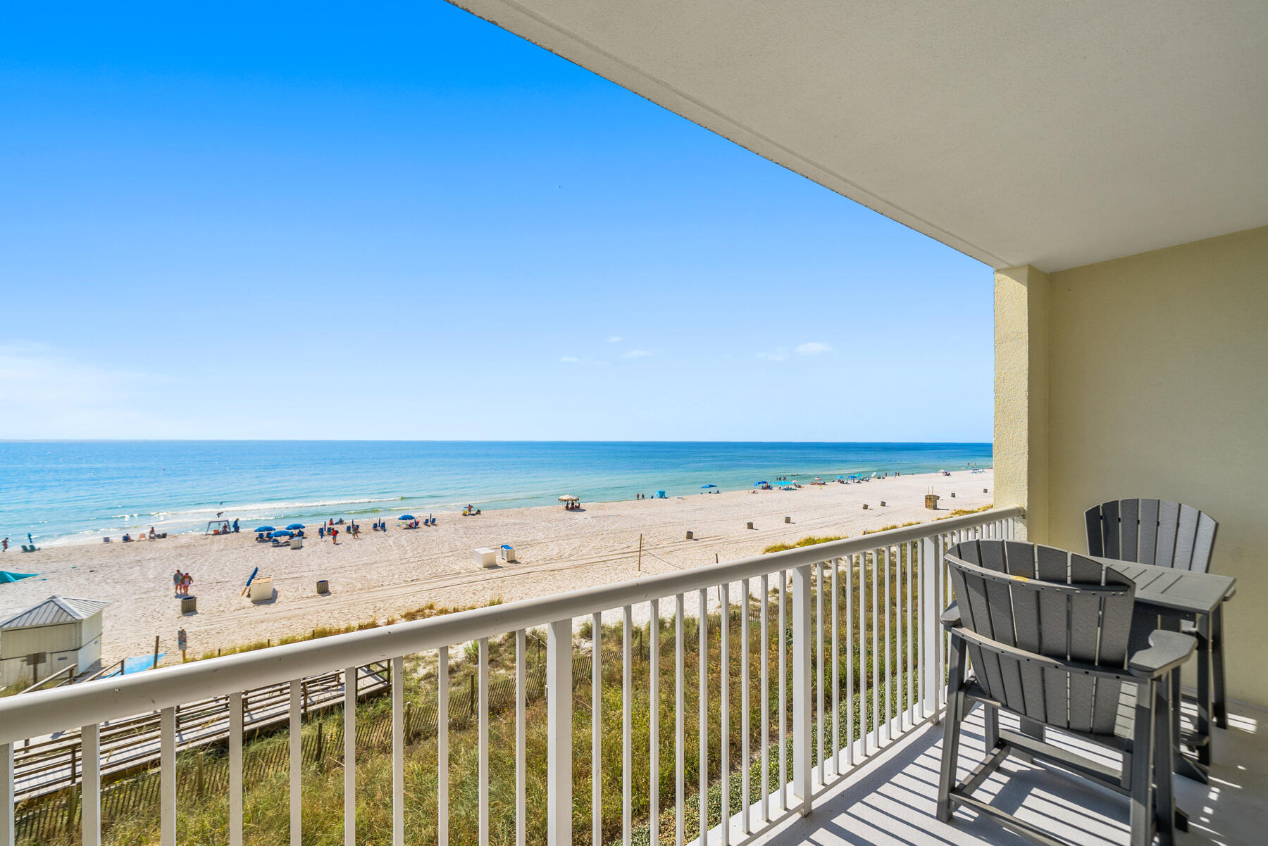 Welcome to Majestic Beach Towers I, Unit #313, a captivating Gulf-front condo at 10901 Front Beach Road, Panama City Beach, Florida. This one-bedroom, one-bathroom unit spans 753 square feet, offering a serene retreat for up to four guests.The living area is bathed in natural light, thanks to floor-to-ceiling windows that showcase stunning Gulf views. Step out onto the spacious balcony from the living room to enjoy the breathtaking panorama of sugar-white sands and turquoise waters.  This unit is meticulously maintained, featuring an open-concept design including a breakfast bar, perfect for casual dining or entertaining. The bedroom is a serene retreat, featuring a luxurious king bed for ultimate relaxation. This turnkey condo offers a perfect blend of comfort and convenience, making it an ideal choice for those seeking a move-in-ready experience. The prime third floor location provides easy access to both stairs and high-speed elevators, enhancing your daily living experience.
Majestic Beach Resort offers an impressive array of amenities, including two large Gulf-front outdoor pools, two indoor heated pools, a kiddie pool, and three hot tubs. Enjoy the poolside bar & grill, unwind in the sauna, or stay active in the gym and on the tennis & pickleball courts. Additional features include a game room, movie theatre, market & gift shop, Starbucks Coffee & Deli, conference center, 24-hour security, covered parking, and air-conditioned walkovers.
Panama City Beach is a haven for outdoor enthusiasts, offering scuba diving and fishing opportunities along its vibrant offshore reefs. Nearby, explore the scenic hiking trails and wildlife at St. Andrews and Camp Helen State Parks. For shopping and dining, Pier Park is less than 5 miles away, featuring over 125 retail, dining, and entertainment options. 
Discover the ultimate beachfront lifestyle at Majestic Beach Towers I, Unit #313, where every day is a coastal escape.
