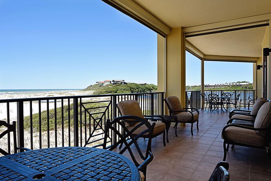 Live right on the beach with incredible gulf views from all the main living areas, the master & guest bedroom. This condo also INCLUDES A POOLSIDE CABANA just steps from your door (see photos)! In addition to the expansive living areas perfect for family, friends & entertaining, you'll have a 500 sq ft master with fireplace, gulf front balcony & an elegant bath with whirlpool & steam shower, 2 additional bedroom suites, an office, and 15'x22' media room that's been professionally remodeled to include a full bath and two closets. Finishes include 10' ceilings, wide crown molding, 7'' baseboards, 8' doors, 2 gas fireplaces, a wet bar, travertine in main living areas, and a tiled balcony. The kitchen is a chef's dream with ''Santa Cecelia'' stone tops and custom glazed Cherry cabinets that
