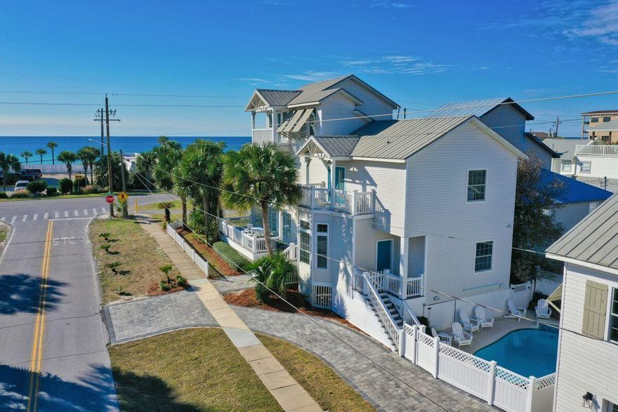 ''The White Whale'' is an iconic coastal retreat located in the heart of Destin's Crystal Beach Neighborhood and prominently positioned on a corner lot, one tier off of the Gulf of Mexico adjacent to excellent beach access. Recently renovated and beautifully designed, this compound oasis has over $236,000 in rental income currently booked for 2021. Notable features include a sizable main house offering exceptional gulf views and open breezeways as well as spacious bedroom suites and a functional open floor-plan and oversized living areas which are ideal for entertaining.
