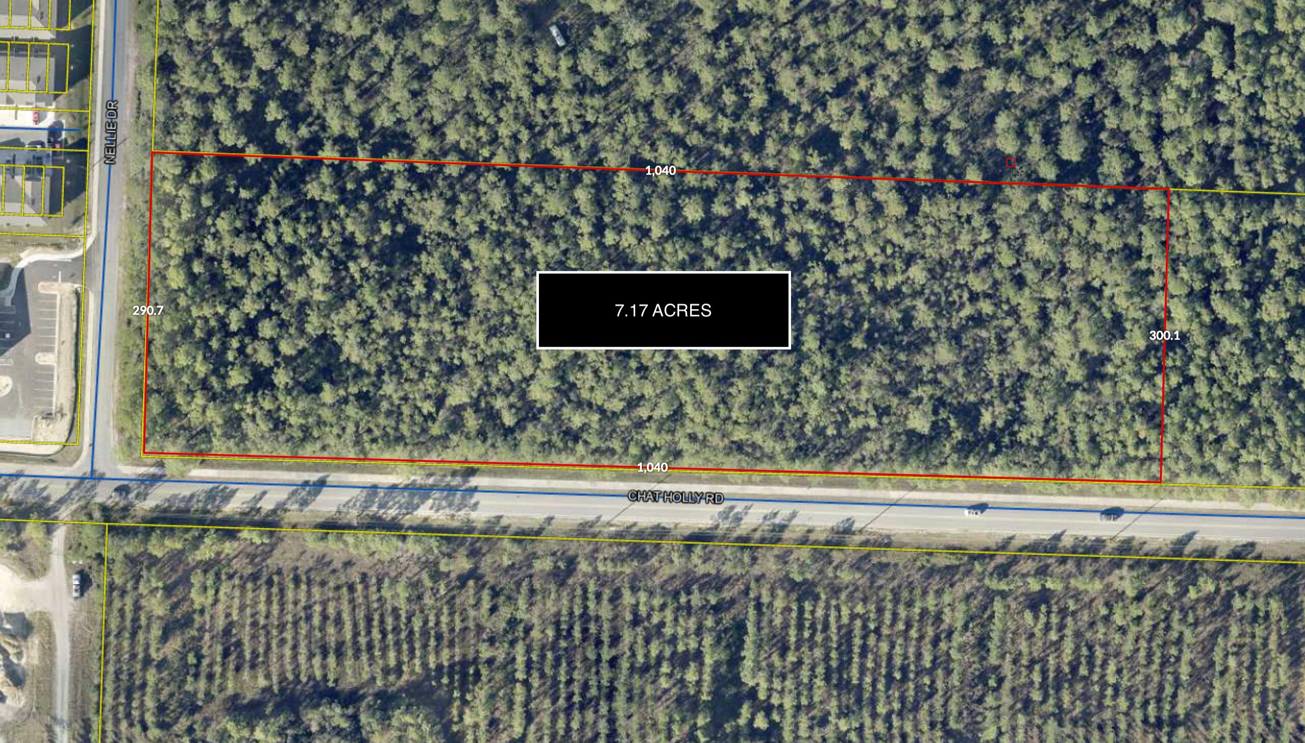 7.17 Acres on Chat Holly Road and Nellie Drive in the heart of Santa Rosa Beach's new development corridor with infrastructure approved and under construction to add increased value to the area.Extraordinary opportunity to acquire an exclusive, estate lot(just file building permit) for the development of a multi-generation estate home or excellent rezoning opportunity for Village Mixed Use, General Commercial, or Public/Civic Institution. No flood insurance required as the entire parcel is Zone X or Zone X shaded.