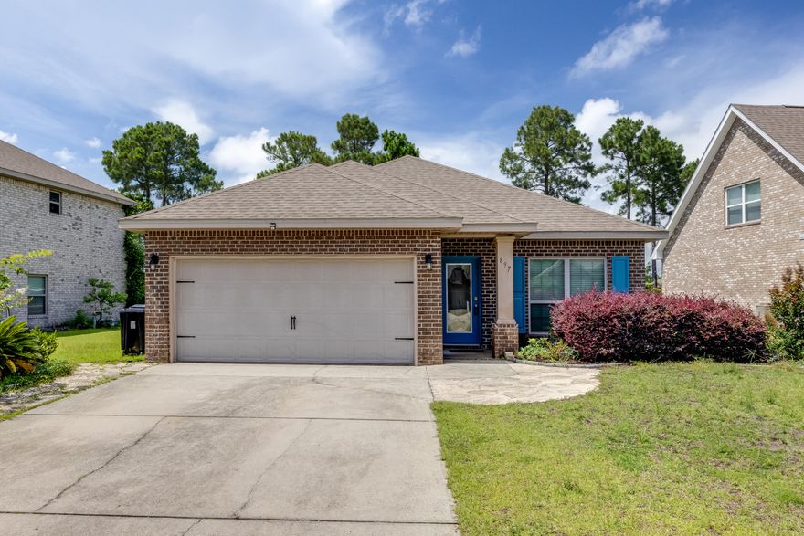 Welcome to this move-in ready 3-bedroom ranch-style home with an additional flex room--perfect for a home office or formal dining space--located in the highly desirable, family-friendly community of Driftwood Estates.Enjoy peaceful waterfront living just minutes from the sugar-white sands of the Emerald Coast. This home features beautiful hardwood floors throughout the main living areas, an open-concept kitchen ideal for entertaining, and a spacious family room that flows seamlessly to a covered back porch with serene water views--the perfect spot to unwind at the end of the day.Driftwood Estates offers resort-style amenities including a community pool, tennis and basketball courts, playgrounds, fishing ponds, and more. Don't miss this opportunity to own your slice of Florida paradise! New Upgraded Kitchen, Pictures coming soon
