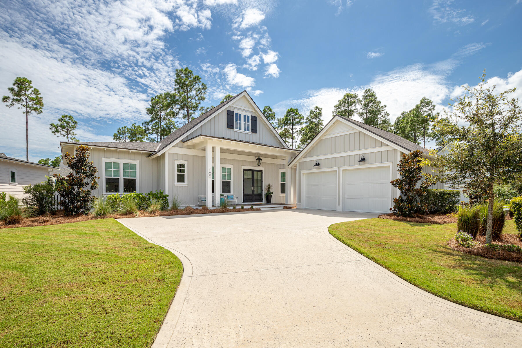 Uncover the pinnacle of luxury living in this remarkable 4-bedroom plus bunk, 4.5-bath home located in lovely Watersound Origins. The exterior boasts a pristine private pool and spa, perfect for relaxation and entertaining. The large porch, equipped with automatic screens, offers a seamless transition between indoor and outdoor living. Additionally, a separate cabana adds to the allure of this outdoor oasis.  With an open-concept floor plan and a chef's kitchen, featuring top-of-the-line Thermador appliances, a spacious island with seating, and ample counter and storage space. It seamlessly connects to the dining area and living room, creating an ideal setting for gatherings and entertaining. This home is offered fully furnished including 6 seater 2021 Star EV Golf cart and 3 Electra...