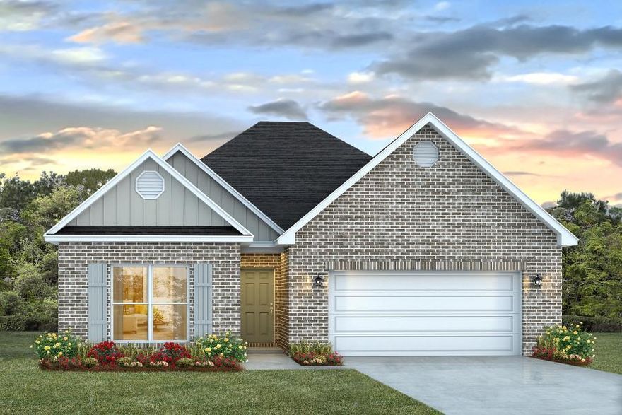 The Kennedy is a 5 bed, 3 bath floorplan located in Live Oak Harbour. Standard features of this home include 9' ceilings, pearl EVP flooring throughout the home, stainless appliances including a stove, microwave, and dishwasher. Beautiful quartz countertops, ivory painted cabinetry in kitchen and bathrooms, and designer lighting package including mounted surface LED lighting in the kitchen and bathrooms per plan. These homes are constructed with 4 sided arctic mist colored brick, aluminum fascia with vinyl soffits, a reinforced concrete foundation, weather resistant house wrap barrier, and dimensional shingles with a 30 year warranty.