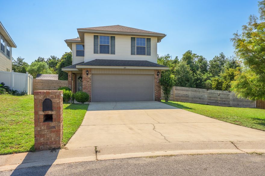 Welcome Home! This charming 3-bedroom, 3-bathroom residence offers 2,132 sq. ft. and is located on a cul-de-sac in southeast Crestview, providing convenient access to local bases, shopping, and beaches. Recent upgrades include new carpet on the second floor (August 2025), LVP flooring (2022), and epoxy floors in the garage. You'll also find a front privacy fence (2024), a Leaf gutter system (2024), and a new upstairs A/C unit (2024). Relax on the new deck (2025) or take a dip in your above-ground pool (included in As-IS condition) during those warm Florida days. The kitchen features stainless steel appliances, and there's an outdoor shed for additional storage. This home is move-in ready! Call today or bring your favorite realtor to explore this wonderful property!