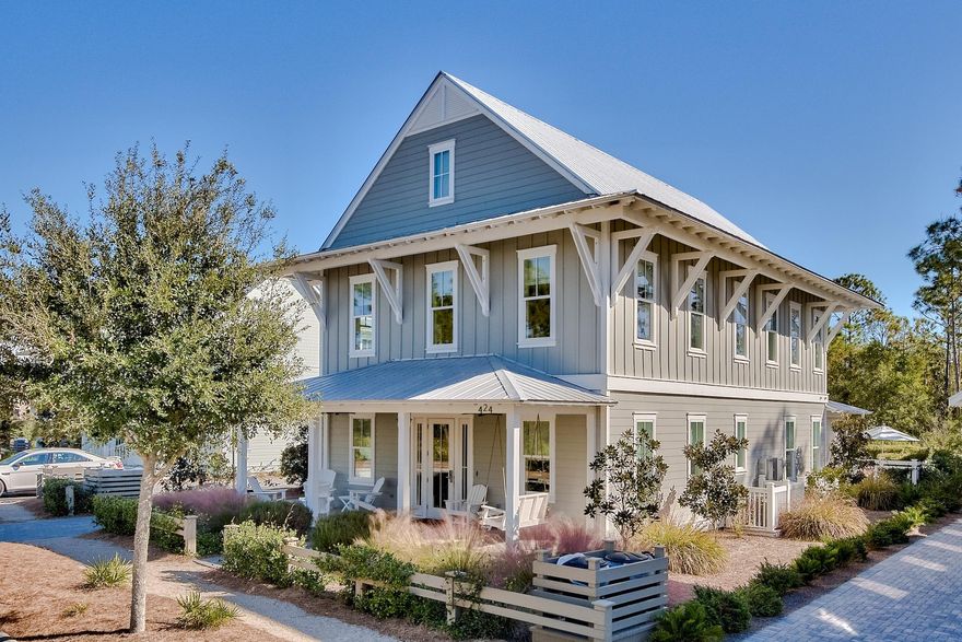 Luxury abounds at this stunning two-story, 6 bedroom home in WaterColor. Constructed by Borges Brooks Builders, this coastal retreat boasts 2 living spaces, a separate carriage house, Sonos sound system, and a brand new game room. Featuring natural hardwood floors, high-end finishes, appliances, and custom tile throughout, this home has been meticulously maintained and is completely turnkey. Outdoors, you will find sweeping views of the state forest and an expansive private heated pool, screened-in porch, and ample room for entertaining. Enter the home through the welcoming front porch into the main living area with an open concept living space, soaring two-story vaulted ceilings, and a chef's dream kitchen. Quartz countertops and a large island allow for an aesthetically beautiful entertaining space, while Wolf and Subzero appliances make cooking a breeze. 

On the first floor, you'll find a hallway half bath, a walk-in laundry room, and a master bedroom and guest room, each with spacious ensuite baths. The second level features a bonus living area, another master bedroom with a private bathroom, along with a kids bunk room and guest bedroom, which share a hallway bath.

The first floor screened-in back porch overlooks the backyard oasis complete with a substantial, heated salt water pool and a large travertine deck with plenty of room for lounging and dining al fresco. The two-car garage has been converted into a game room, complete with a Ping Pong table, Air Hockey, a TV, and a golf cart. Above the garage, you'll find a private carriage house with the same refined style and finishes you have in the main house. With a kitchenette, living room, private bedroom, full bath, and a washer and dryer, it is completely functional on its own. This stunning property checks every box for the ideal rental, and would also make for a perfect full-time residence.
