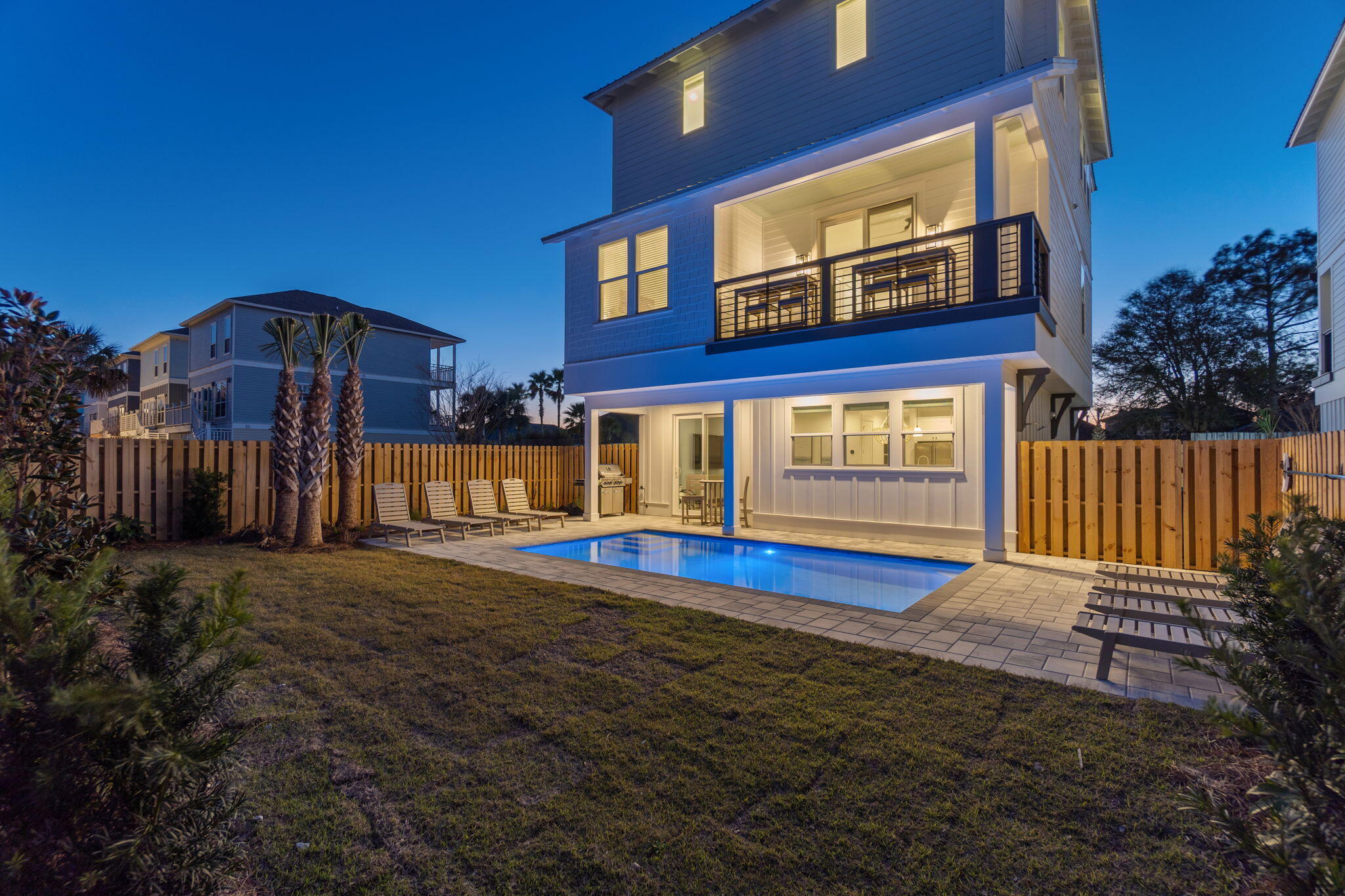 Welcome to Blue Ohana, 8 Blue Ohana Court. One of 8 true luxury investment built homes. Elevating the essence of modern coastal chic, these residences are masterfully designed to optimize short-term rental returns while offering an unparalleled guest experience. Each expansive 2,998 square foot home features 7 elegantly appointed bedrooms, each with its own luxurious ensuite bathroom. The multiple common areas are perfect for entertaining, equipped with wet bars and chef-worthy kitchens featuring high-end Monogram appliances, including a gas range and tankless water heaters. Professionally curated interiors boast furnishings from Pottery Barn and Williams Sonoma, creating a sophisticated yet inviting ambiance. Outdoors, indulge in the ultimate relaxation with a spacious 20x10 private heated gunite pool that completes this luxurious haven, ensuring an exceptional experience for both investors and guests alike. Projections from $165-180k+ with management in place and ready to go! Now open to show!