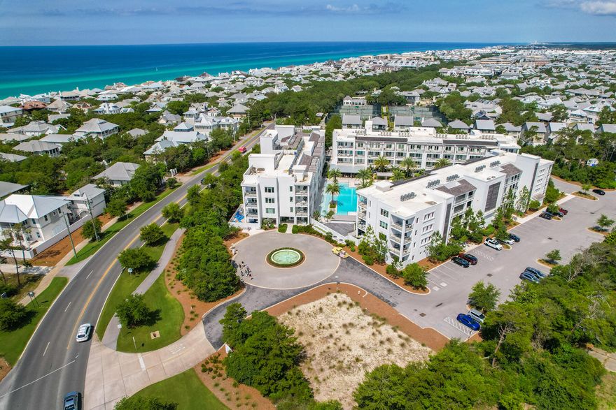 This turnkey fully furnished top floor 2-bedroom 2 bath condo offers great views of the courtyard resort-style pool and lush landscaping. The Pointe is located next to Rosemary Beach, at the intersection of Hwy 98 and Hwy 30A. The open concept floor plan features stainless steel appliances, quartz countertops, with gas cooktop in the kitchen. The living room has a queen size sleeper sofa for additional sleeping for guests. The primary bedroom has a king size bed with ensuite bath with a double vanity, garden-style soaking tub and separate shower. The guest bedroom features a queen size bed with ensuite bathroom with double vanity sinks and a seamless glass shower.