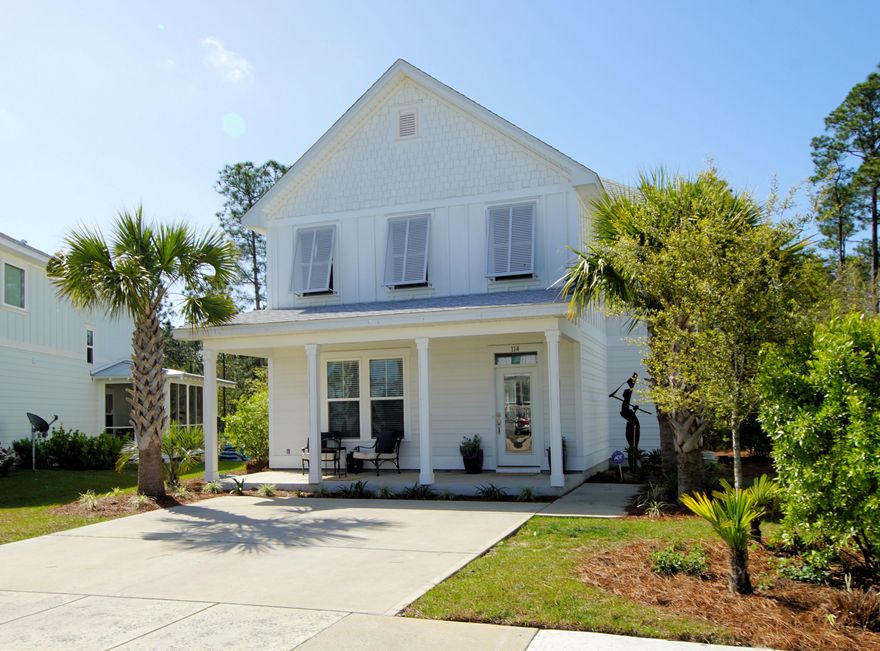 Super cute coastal cottage in Audubon Point with 3 bedrooms PLUS a bonus room downstairs that could be used as an office or additional bedroom. This home oozes with charm and boasts an open floor plan, covered front and side porches and many upgrades throughout including hardwood floors, granite counter tops, stainless appliances, tiled back splash in kitchen with a hooded stainless vent, upgraded tile in the shower stalls, recessed lighting, spacious master suite, brick-paved back patio and so much more. Audubon Point has a beautiful community pool and is located close to the Point Washington Landing and the much sought after beaches, dining and entertainment along the 30A corridor.