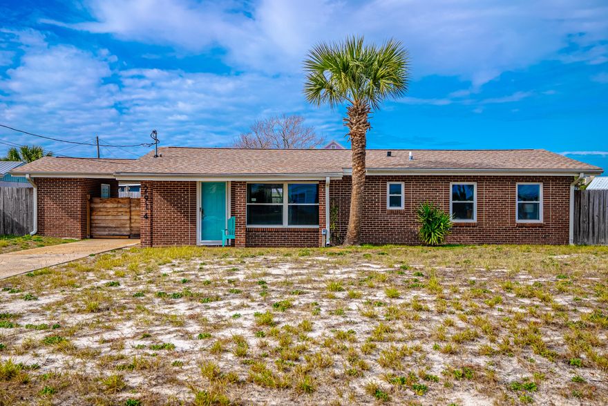 Welcome to 2914 Treasure Circle, a charming beach retreat perfectly tucked away on the quiet east end of Panama City Beach! This darling home is just minutes from some of the area's favorite local spots like St. Andrews State Park, Schooners, Captain Anderson's, Patches Pub, and Dat Cajun Place. And the best part, you are only 0.2 miles from the beach, making it easy to enjoy the sugar white sand and emerald waters anytime you want! This single story, 3 bedroom, 1 bathroom home is filled with natural light and features an open living area that feels bright, airy and welcoming. It is being sold fully furnished making it truly move in or rental ready. Inside, you will love the tongue and groove ceilings in the bedrooms, a functional bunk room, and a beautifully updated bathroom that adds a fresh, modern touch! This home sits on a spacious lot with plenty of room to add a pool or outdoor entertaining space! Whether you are looking for a full time home, second home, or investment property, this location offers the perfect balance of peaceful coastal living while still being close to dining and entertainment. Schedule your showing today and come see for yourself!