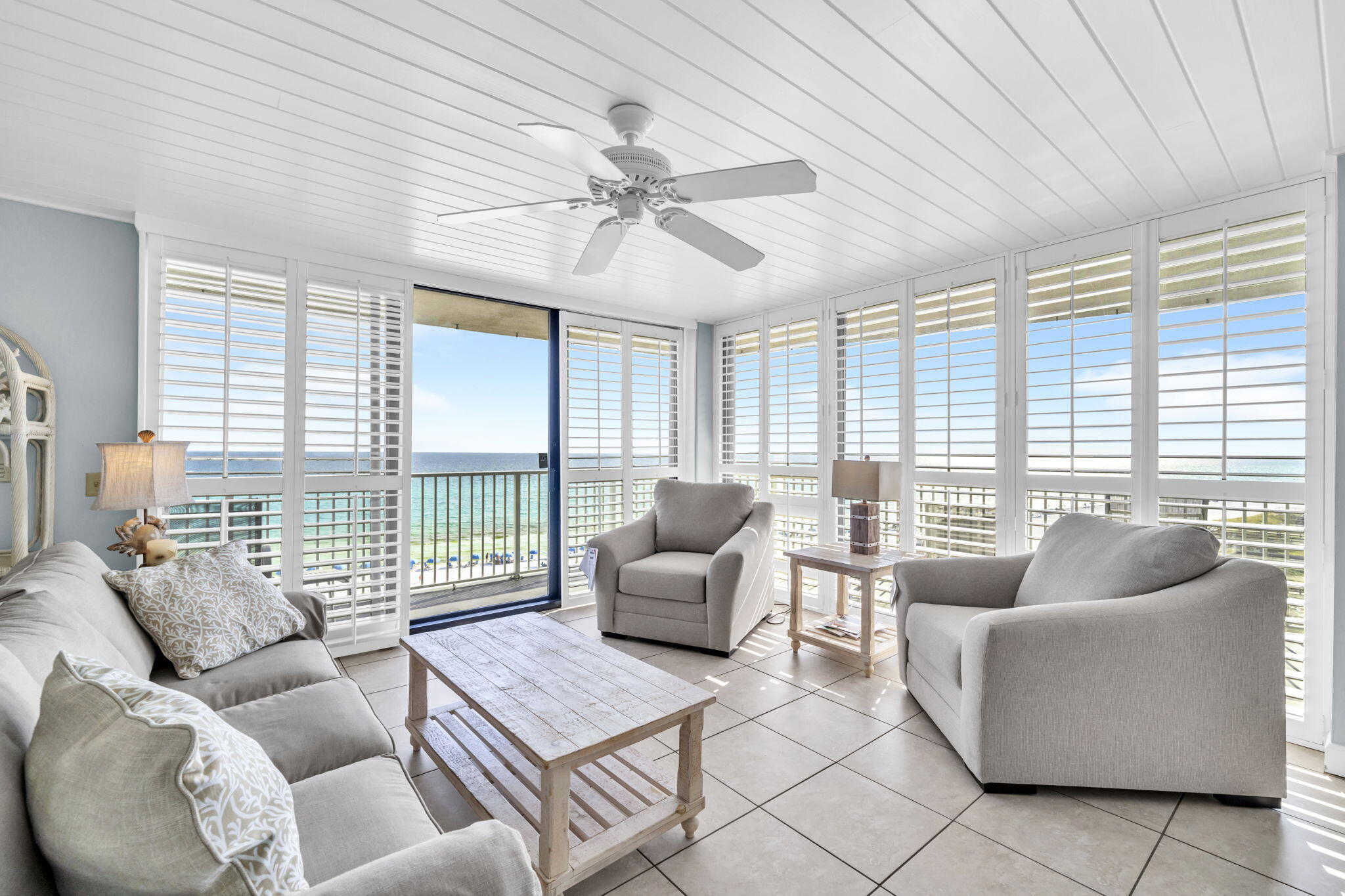 Welcome to your coastal paradise! This beautifully end 2-bedroom, 2-bathroom condo at the sought-after Mainsail Resort offers breathtaking Gulf-front views, direct beach access, and all the amenities of a true vacation retreat or income-producing investment.Step inside to a bright, open-concept living space with floor-to-ceiling windows that flood the unit with natural light and frame the shimmering emerald waters of the Gulf of Mexico. The spacious balcony is the perfect place to sip your morning coffee or unwind with a sunset cocktail while listening to the waves roll in.The fully equipped kitchen features granite countertops, stainless steel appliances, and a breakfast bar ideal for casual dining. The primary suite boasts stunning beach views, balcony access,.