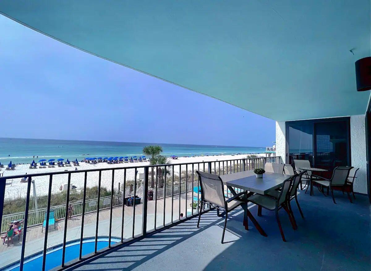 Turnkey Gulf-Front Investment Opportunity in Watercrest - Panama City Beach!Looking for the perfect rental machine or vacation retreat? This 3-bedroom, 3-bathroom condo in the highly sought-after Watercrest building is a proven income generator, booked solid and sold fully furnished. Situated on the prime 3rd floor, this unit boasts two gulf-front master suites, each with a king bed, private en-suite bath, and direct balcony access--ideal for maximizing rental appeal. The coastal-inspired interior features an updated kitchen, walk-in showers, tile flooring, tongue-and-groove ceilings, and an open layout with breathtaking pool and beach views.Exclusive 3rd-Floor Perk: Watercrest offers a private-feel elevator that only services floors 1-4--minimizing wait times and maximizing co