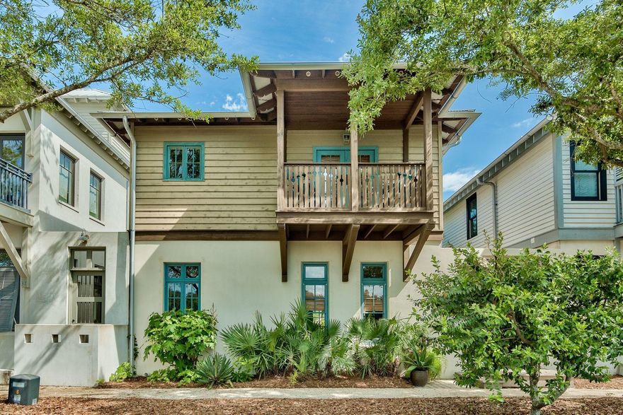 This charming Rosemary Beach cottage is for sale and in an ideal location near the tennis courts, fitness center and indoor Rosemary Beach Sky pool. A private courtyard with lush landscaping is ready for you to relax with a cocktail. Parking underneath an ivy-covered trellis is available behind the home. Entering the first floor, the living, dining and kitchen are open and great for entertaining and family get togethers. Plaster walls are an added touch of class in the foyer. There is a first-floor bedroom on the rear of the home for added privacy. The first level has a full bathroom as well. The master bedroom suite is located on the second level of the home. The master bedroom has a private balcony overlooking the tennis courts. A large balcony with french doors opens from the master