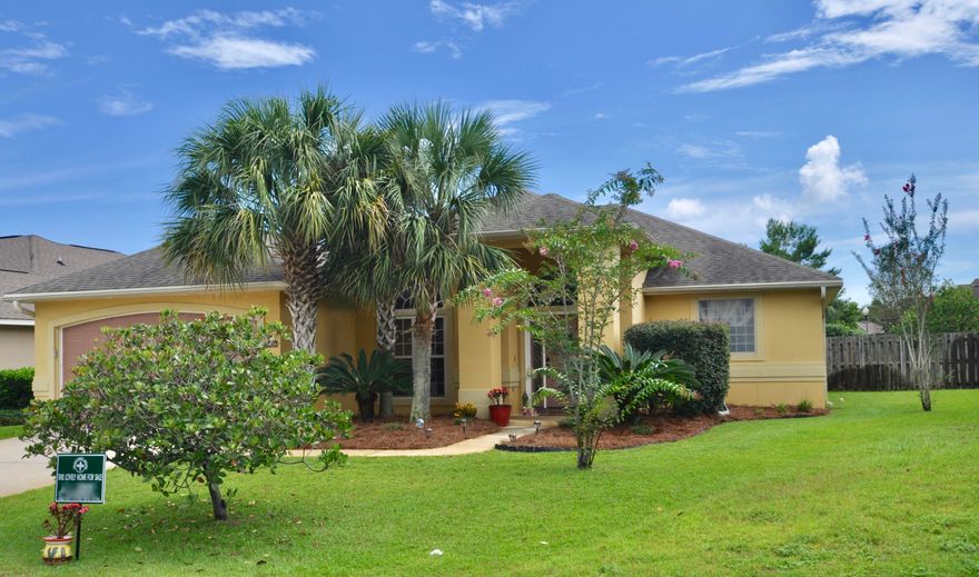 Beautiful well kept home nestled in the private community of Chardonnay Estates in Bluewater. Convenient to the Mid-bay bridge. Featuring 11 foot ceilings in the common areas, with a generously appointed kitchen. The master bathroom features a double vanity, garden tub and a separate shower with a large walk-in closet. A charming lanai opens into the backyard which is large and private. This home is located on a culdesac and the house is located on the lot so that the back yard is generous.