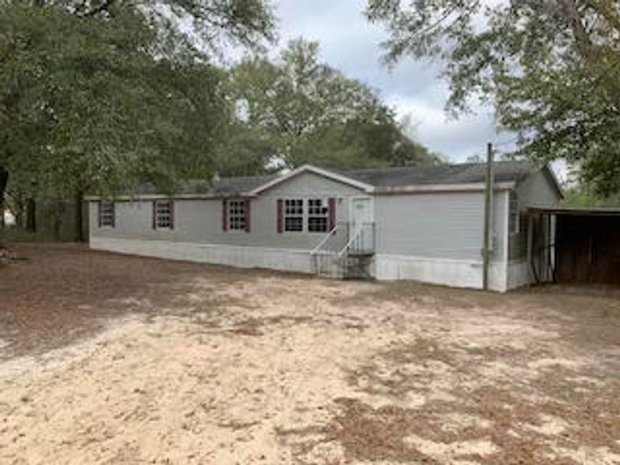 This REO mobile home is centrally located between Crestview and Mossy Head. This sale consists of 2 properties. 3943 and 3941 Bear Creek Rd. 3943 Bear lake is a 4 bedroom 2 bath mobile home built in 2006. This home has split bedroom design, living room and family room with fireplace. Double vanities in master bath as well as separate shower and tub. This home does need some work but is being sold FHA Insurable with Escrows (IE). The second property consists of a 728sf structure that rests on .5 acres. Financing may not be available due to the nature of this property and consulting a mortgage lender is vital prior to making any offer.