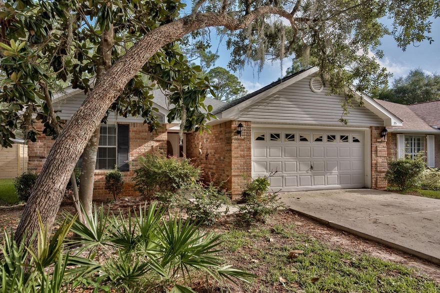 Fantastic & affordable one-level home in Bayou Landing, a great community off Mack Bayou, close to many conveniences like Grand Boulevard Towne Center, Sacred Heart Hospital, the movie theatre, Publix, and our beautiful beaches & Gulf of Mexico. This is a brick 4-bedroom, 2-bath home with a two-car garage & fenced backyard with open patio great for grilling and relaxing. The interior feels very spacious with expansive vaulted ceilings and split floor plan. The kitchen, dining & living area are open making this home great for entertaining. The master bedroom is separate from the guest bedrooms for added privacy and offers a walk-in closet and en-suite bathroom with double vanity and garden tub to unwind in. There are three guest bedrooms, a guest bathroom & laundry room. Great opportunity!