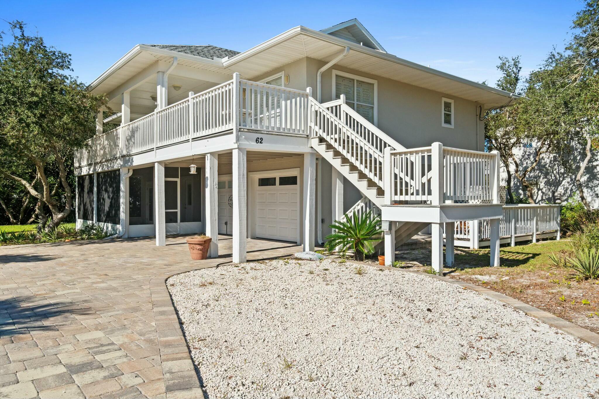 LOWEST PRICED home in sought-after GULF PINES neighborhood. Tucked away in a private location a short stroll or golf cart ride from Gulf Pines' exclusive access to 1,400 ft of private beach. This beach house is waiting for someone with an idea, a vision, to create their dream home. Full-time living, second home, or vacation rental: you choose. Room for the addition of your dreams, including a pool. The neighborhood beach access (a.k.a. The Taj Mahal) is gated, with a walkway to the beach. Gulf Pines also offers a private lake for fishing, as well as a picnic area. Miramar Beach offers a wide range of shopping, dining and entertainment: The Market Shops, Sandestin and Baytowne Wharf, Grand Boulevard, Silver Sands Outlet Mall. This house can be rented as two units. (Plse continue) It has two fully equipped kitchens; two fully equipped laundry rooms; two furnished living areas. The upstairs can be locked off from the downstairs, and each level has its own large porch.
Square footage is estimated. Please confirm all info.