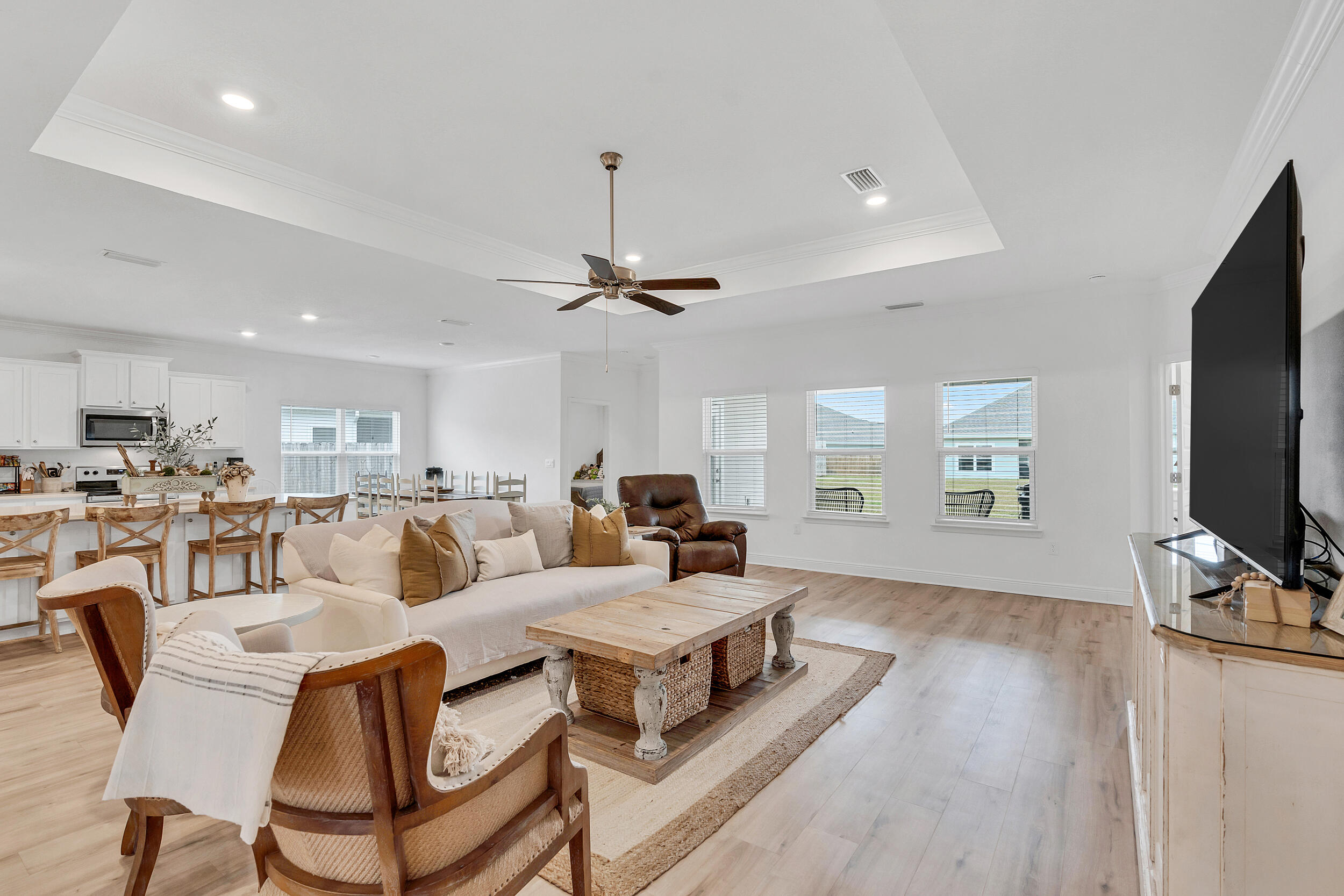 This sought-after Destin plan offers 4 bedrooms, 3 full baths and a 3 car garage. The foyer opens up to the living and dining area, with plenty of space for the entire family to spend time together! The kitchen offers dining space as well as a breakfast area over looking the back porch. The yard is huge with irrigation and fencing can be completed on the rear of the lot. The master is perfectly positioned on the far side of the home, offering maximum privacy, with views of the backyard. Hammock Oak Estates is nestled among the beautiful pines just north of the Choctawhatchee Bay and is adjacent to Hammock Bay--offering even more trails, food trucks, and events just down the road!