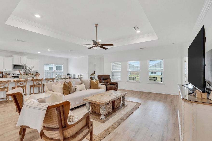 This sought-after Destin plan offers 4 bedrooms, 3 full baths and a 3 car garage. The foyer opens up to the living and dining area, with plenty of space for the entire family to spend time together! The kitchen offers dining space as well as a breakfast area over looking the back porch. The yard is huge with irrigation and fencing can be completed on the rear of the lot. The master is perfectly positioned on the far side of the home, offering maximum privacy, with views of the backyard. Hammock Oak Estates is nestled among the beautiful pines just north of the Choctawhatchee Bay and is adjacent to Hammock Bay--offering even more trails, food trucks, and events just down the road!