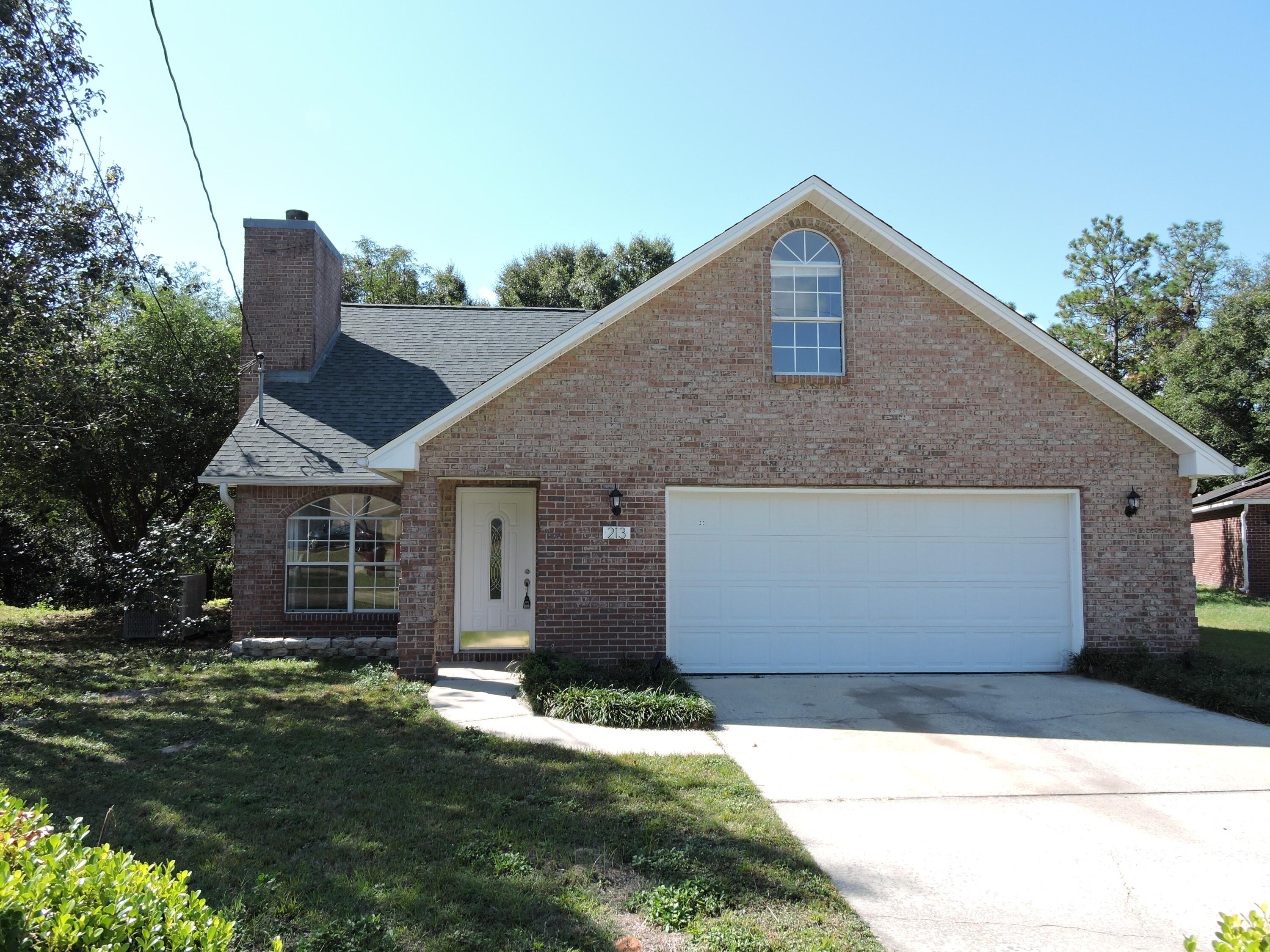 Available NOW! Recently remodeled and updated 4 bedroom/2.5 bath 2 car garage home located south of I-10 with easy commute to Eglin/7th group/beaches to the south. The home features new LVP flooring throughout, LED light fixtures throughout, new HVAC system, etc. The living room features a wood burning fireplace. The kitchen features updated cabinetry, granite countertops, stainless steel appliances. The master suite is located on the first level featuring a large walk in closet, jacuzzi tub, tiled walk in shower, dual vanities, and a separate water closet. The additional bedrooms are located upstairs with cathedral ceilings and ample closet space separated by a full bathroom. There is a 12x20 deck with bench seating just off the kitchen, perfect for entertaining. Lawn Maint included