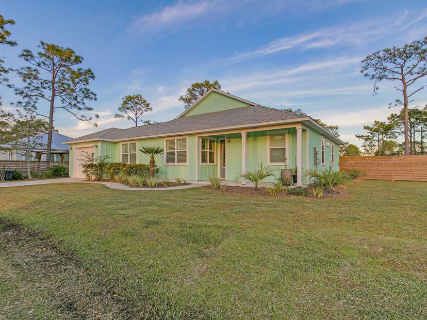 This newly-constructed Florida cottage-style home sits in a prime location and boasts an oversized yard, finished one-car garage and nearby deeded bay access at the end of the street. Situated in Shelter Cove Estates, just north of U.S. Highway 98 with easy access to Grand Boulevard and the beaches on the west end of Scenic Highway 30A, this 1,700-sq.-ft. home features custom finishes, generously-sized bedrooms, an open living-dining-kitchen area and all the benefits of a neighborhood without being in an HOA.