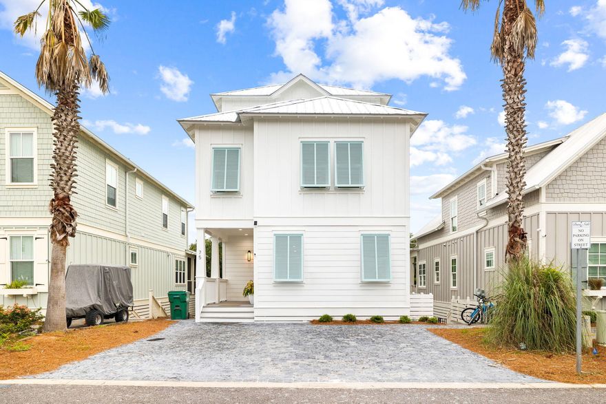 Beautiful new construction home finished in May 2023. Professionally furnished and includes everything to perform as a premier rental.1st floor includes family/kitchen/laundry/wet bar/ice maker and master bedroom. Total of 3 Master Suites all with King Beds and plenty of extra space. 2nd floor has additional laundry room for all your non sandy washing. 3rd floor includes 2 bunks with 2 queens and 2 twins. Perfect for all the kids. Blue Mountain boasts all your favorite stops. Blue Mountain Creamery, Red FIsh Taco, Cowgirl Kitchen, Mimos, Blue Mountain Bakery and so much more.
