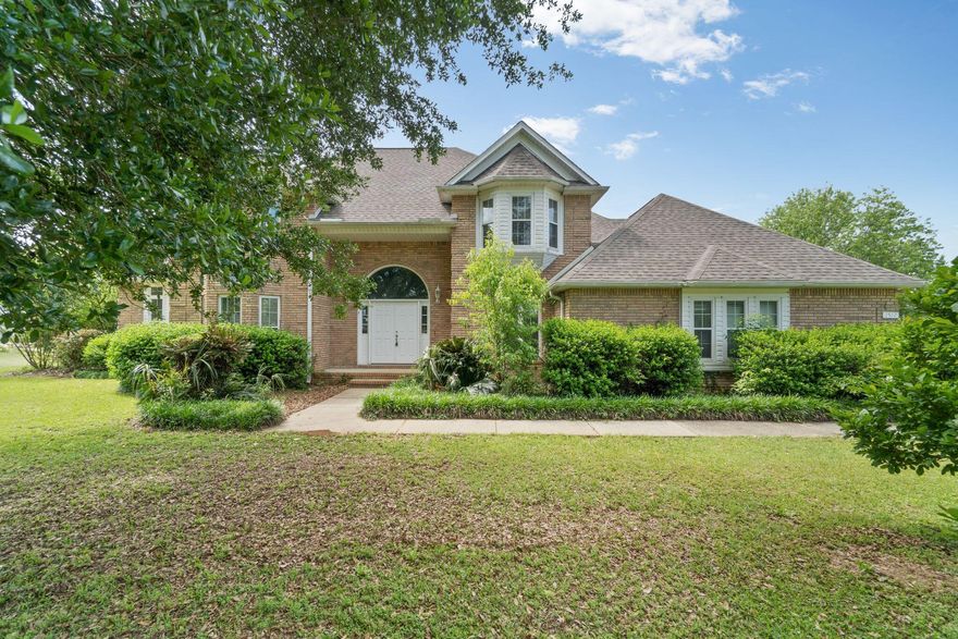 Beautiful two story home located in Sky Park Estates with your own private grassed runway strip in the backyard. This home sits on 1 acre offering space both inside and out. Stepping in you will be greeted by the a grand foyer with beautiful oak staircase. Off of the entrance sits an office space, it could easily double as a guest room so they have their own private space. The kitchen boasts a formal dining room, breakfast nook, pantry, and loads of cabinets. Continuing the downstairs tour you will find a great room w/brick hearth fireplace, bay-window and french doors leading to yard and patio. Upstairs has two additional bedrooms and two bathrooms upstairs. The master bedroom and bath offer space and luxury including a jacuzzi marble bathtub, separate shower, and walk-in closet.