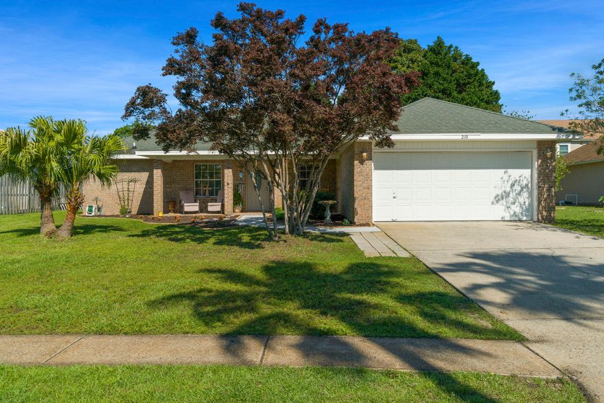 Brick home with interior updates throughout located behind Silver Sands Outlet Mall in the centrally located Bayside subdivision of Miramar Beach! 3 full bedrooms split floor plan, 2 baths, an office (being used as a 4th bedroom), breakfast area adjacent to kitchen & a separate dining room (being used as a home office). New white, shaker kitchen cabinets & granite countertops, new stainless steel Samsung refrigerator, dishwasher, microwave & gas stove, new bathroom cabinets & granite countertops, new gas hot water heater. Engineered wood floors in each bedrooms and tile throughout the rest of the home. A Large family room features vaulted ceilings & a fireplace. The popcorn was removed from the ceilings and all ceilings and walls are painted neutral gray.