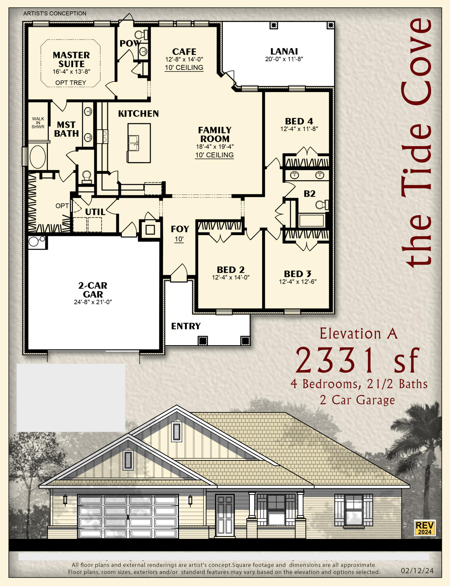 4 Bedrooms 2.5 Baths *2 CAR GARAGE * Covered Entry * Laminate flooring throughout Except Tile in Master Bath & Carpet in Bedrooms * Master Suite Features: Builder's Signature Zero Entry All Tile Walk in Shower, Separate Soaking Tub, Double Vanities & Huge Walk-in Closet  *Kitchen Features:  Granite Countertops,  Large Island, White Shaker Style Cabinets, Stainless Steel Appliances & Walk in Pantry * Breakfast Cafe  *Covered Rear Lanai * 2x6 Exterior Construction * Builder Warranty Included *