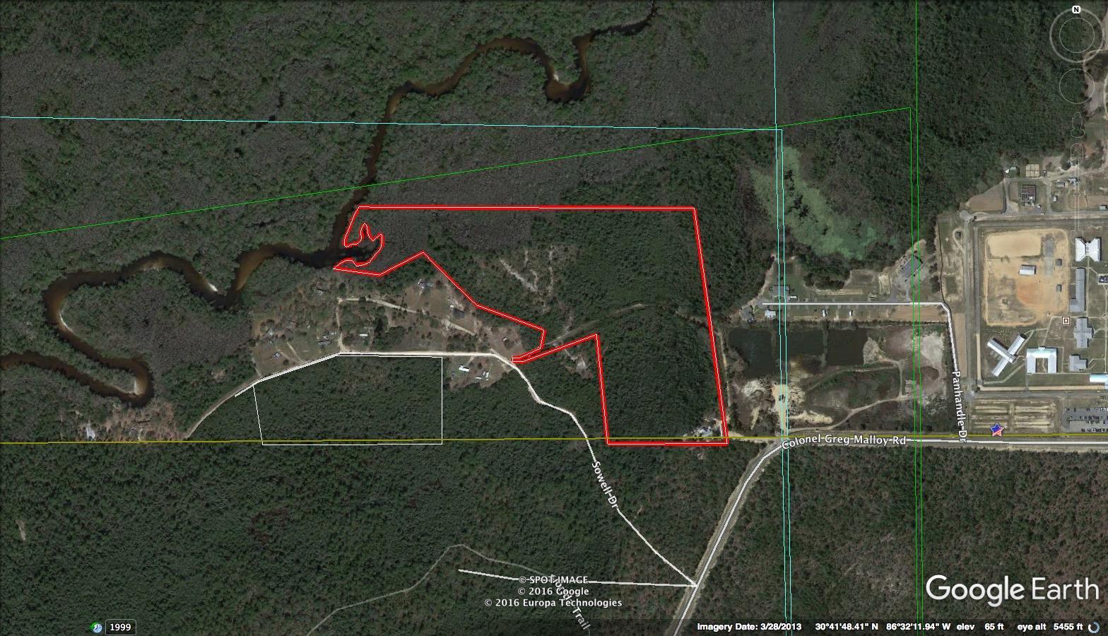 South of I-10. Close to area bases and the new bypass for a quick commute to the whitest beaches in the world! Hunting and fishing with room for a home and a garden! Location Location Location!