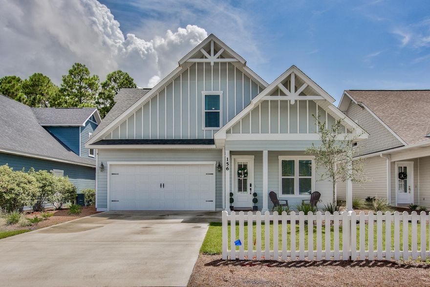 Gorgeous home in one of South Walton's newest boutique communities, Paradise Cove! The home lives like a 5 bedroom house, as the upstairs bonus room had a closet added and is currently being used as a guest room. The upgrades to this house are numerous, and include calacatta quartz countertops throughout the whole house including oversized laundry room, impact resistant windows throughout, shiplap wall in entry hallway, engineered wood flooring, electric fireplace, crown molding, custom window treatments in living room, 
and privacy fence on sides of the house and black iron fence in the back. The master suite is on the main level and offers access to the back porch, and large bath with separate shower and walk-in closet. Paradise Cove sits on 20 acres of picturesque tree-lined property and is perfectly located just north of Highway 98, offers an attractive community swimming pool, and is just minutes to the beaches of 30A as well as Watercolor, Seaside, Grayton Beach, and Seagrove Beach! Pier Park is just a 20 minute drive East, and the Grand Boulevard Shopping Center is 20 minutes West. Come take a look at this high quality, recently built home! Buyer to please verify all information contained herein.