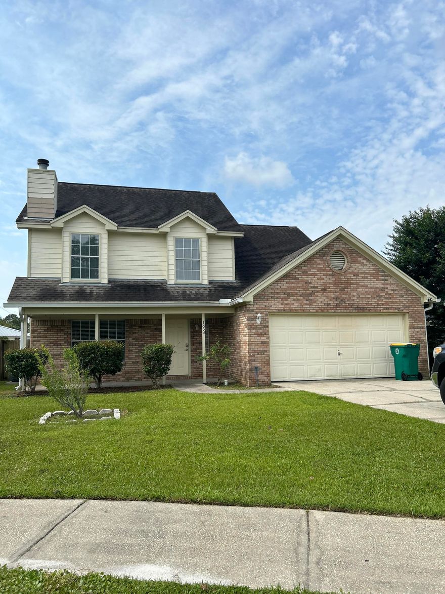 Great home in a central location to all bases. Freshly painted down stairs and super clean all throughout the house. With 4 bedrooms that are upstairs and a bonus room down stairs you have plenty of options available to meet your needs. Large fenced in back yard with a small storage building also brings an added bonus. Owner will accept small  to medium dogs so you don't have to leave your furry friend behind.  Call for your personal tour and end your search for your next 'Home Sweet Home.'