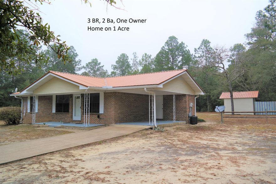 You'll want to act fast on this affordable, cozy 3 BR, 2 bath brick home on 1.3 ac. Great location in desirable neighborhood within 1.5 mi. to Juniper Lake Park & public boat launch; 3 miles to Lake Stanley Park & boat launch; 3 mi. to Walton High School and Maude Saunders Elementary. This is a 1 owner home. Upgrades include new septic & field lines'18; HVAC,and metal roof 8 years; Water heater 3-4 years; Newly painted with new laminate flooring in living, hall and bedrooms. Other features include laundry room off kitchen with additional entry from attached carport; 14x12 shop with power and attached covered area for mower or other yard equipment. Schedule your appointment today!