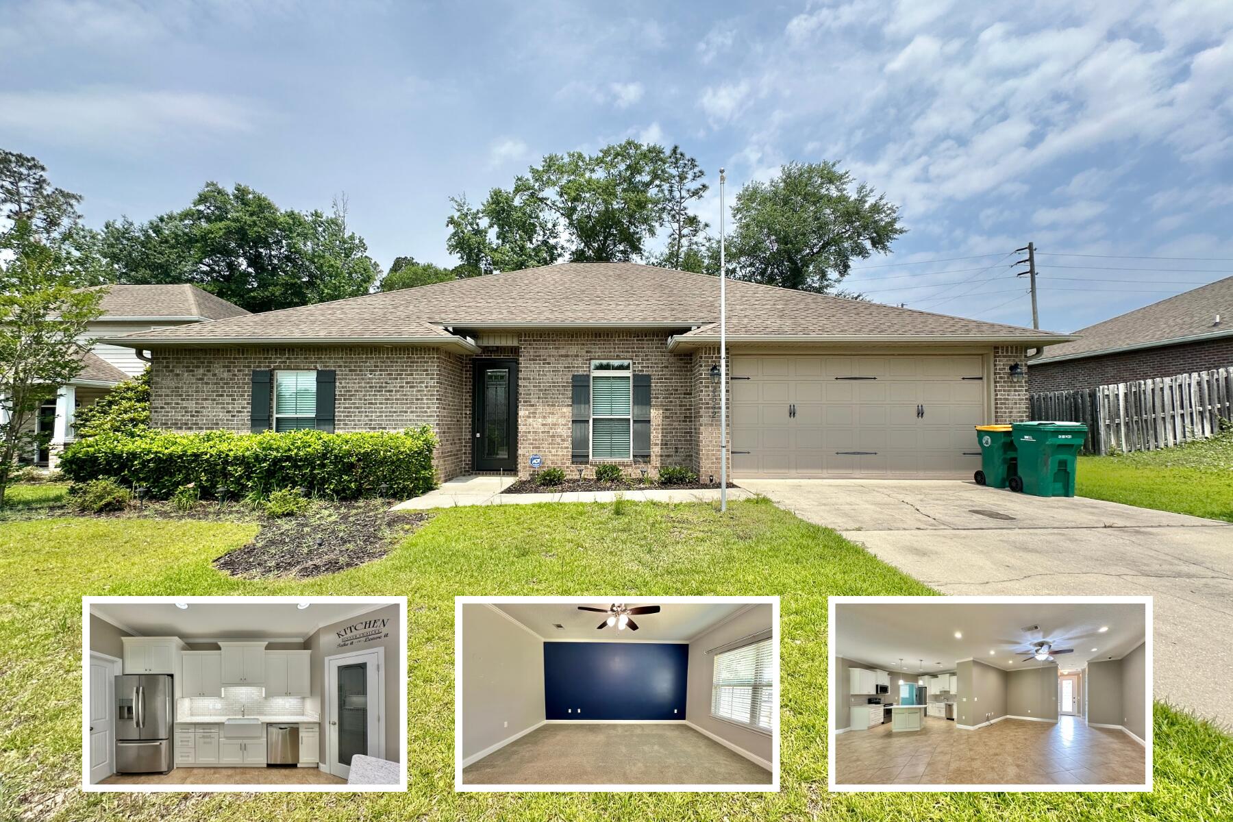 Beautiful brick home located in South Crestview's sought-after Kaitlyn's Preserve neighborhood! This 4-bed, 3-bath home offers 2,055 sq ft of well-designed living space in a modern split floor plan. A 9-foot craftsman-style glass front door opens into a bright, open-concept living, dining, and kitchen area, perfect for both daily living and entertaining.The custom kitchen features clean white shaker cabinets with soft-close doors and drawers, 42'' uppers, quartz countertops, a farmhouse sink, under-cabinet dimmable LED lighting, and a spacious island ideal for gathering. The layout provides privacy with a split-bedroom design, and the primary suite includes a walk-in closet and a spa-like en-suite bath. Hardwired security system included. Convenient access to major routes, local schools, shopping and this home is also a short drive from area military installations, parks, and amenities. NO smoking. 600 minimum FICO credit score required in addition to meeting rental criteria. Pets allowed upon approval with a non-refundable pet fee.
All applicants are required to complete an application on https://onefamilypropertyservices.petscreening.com/
regardless of if they own a pet or not. Applicants with an ESA are also required to complete the application.
This property is a part of a Homeowners Association and tenants will be required to adhere to certain rules and restrictions. If you have any questions, you may request to view the HOA Covenants prior to application.
** Fees Required once an application is approved include, but may not be limited to: Security Deposit, Non-Refundable Fees (cleaning and rekey), $20 Certified Mail Fee, and Pet Fees (when applicable).