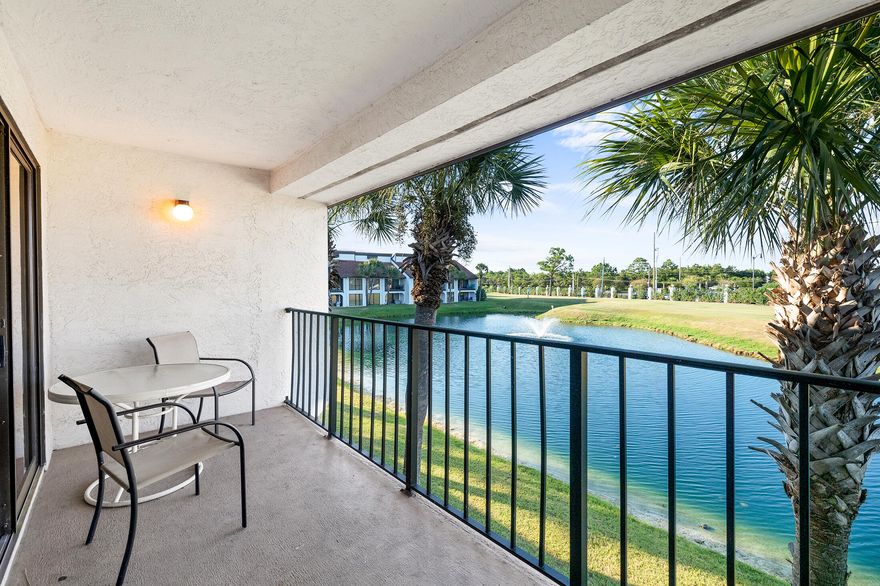 2 bedroom condo and FREE GOLF for life... It simply doesn't get any better than this!!! Are you someone that enjoys the finer things in life? Someone who loves unbelievable sunsets, peaceful and serene water views, a nature wrapped backdrop that is second to none, and unlimited golf on your very own executive 9 hole course? If this sounds like something out of a dream, then owning the Golf Villa in the most illustrious resort in all of PCB is the PERFECT fit for you! Edgewater has been the most highly coveted Beach Community in all of PCB for years, and for good reason. With over 10 different pools, an executive 9 hole golf course (free to you as an owner), the area's most prestigious convention center, ample beach bars/entertainment, and an expansive resort style ocean front pool unlike anything else in town (fully surrounded by cabanas, waterfalls, and incredible landscaping), it is easy to see how this has been one of the most popular destinations on the beach for well over 20 years! Sure... Edgewater is a place unlike any other in town, but with over 40 Golf Villas for sale, what makes this particular one so uniquely special? The answer is simple. LOCATION!!! 

The 1400 building is perhaps the most sought after building in the entire community due to its unbelievable setting, and they very seldom come available. The location of the second floor Villa provides privacy unlike any other unit on the market, and with Mother Nature providing the most incredible backdrop of the pond. The incredibly spacious split floorplan offers ample room throughout, and much of the home has already received tasteful updates. 
This condo has been meticulously cared for over the years (being the owner's primary residence), and when you consider the fact that many of the big-ticket items have already been replaced.  (HVAC 2020, Flooring 2024, Paint 2024)

The Master Bedroom overlooks the beautiful pond through its panoramic patio doors. The 2nd Bedroom is much larger than you will find in most condos on the beach. And the living room is where the amazing location once again takes center stage... No matter where you sit: at the breakfast bar, at the dining room table, or anywhere in the living room... you are blessed with views of the peaceful pond and gorgeous greenspace. 

Do yourself a favor and look at all the other 40+ units for sale. Don't just look at the pictures and prices, but actually go to the buildings and FEEL the location for yourself. Then, come be our guest and visit unit 1410. Welcome Home!

Almost instantly you will understand that this one truly is different... You can do anything you want to change the inside of a condo, but there is nothing that can be done to change its location, and this one has that special location that just ''feels'' like home.

The Golf Villas are the perfect spot for calling home, but they also boast some of the strongest ''non-Gulf front'' short term rentals in town. Whether you are looking for a place to call home, or looking for your next investment property, unit 1410 offers everything you could ever want (including unlimited free golf for owners) - and so much more. Welcome to Paradise!

Furniture, beach chairs, umbrellas, 3 sets of golf clubs, two inflatable beds, kitchen appliances including refrigerator, dishwasher, washer and dryer convey.