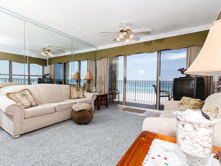 West end corner beach front with incredible views and a great floor plan. Storage room. Large Master bedroom is beach front! Internet and TV included in HOA fee. Heated pool and bar-b-q area.
