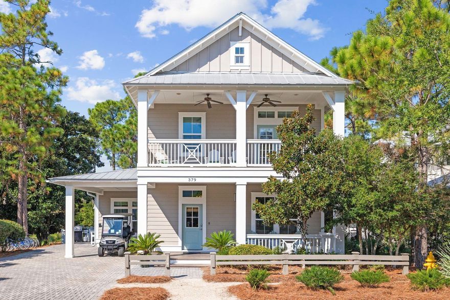 Discover the perfect blend of luxury, location, and lifestyle at 379 E. Royal Fern Way in WaterColor, Florida. This 4-bedroom, 4-bathroom home plus bunk room spans nearly 3,000 square feet on a 0.15-acre lot backing up to tranquil green space, creating privacy and peaceful views just moments from the beach. Step inside to soaring 10-foot ceilings and hardwood floors throughout, paired with marble kitchen countertops and granite baths for timeless elegance. The main living area is freshly painted and styled with new designer furnishings (included in the sale), while a front sitting room with TV and a second-floor living area provide multiple gathering spaces.

Enjoy a true WaterColor lifestyle with expansive porches on three sides of the home. A welcoming front porch sets the tone, while the primary suite opens to a private second-floor porch overlooking the street. The screened-in back porch wraps the full length of the home and offers serene green space views  ideal for morning coffee or evening gatherings.

From this prime Phase 4 location, you're a short bike or golf cart ride to Seaside, WaterColor Beach Club, Camp WaterColor, and local dining and shopping. Owners enjoy exclusive access to the WaterColor Beach Club with gulf-front pools, cabanas, and dining at Fish Out of Water. Camp WaterColor featuring a lazy river, waterslide, and kids' pools. The BoatHouse on Western Lake with paddleboards, kayaks, and lakefront recreation. Parks, green spaces, tennis & pickleball courts, and fitness center

This rental-friendly property is perfect as a primary residence, second home, or investment property. The home also offers a carport plus additional parking for 4 vehicles, ensuring plenty of space for family and guests.

With Nearly 3,000 sq ft of flexible living space, sold Fully furnished and move-in ready, Multiple porches and outdoor living areas, Access to 30A's premier resort amenities and Strong short-term rental income potential 379 E. Royal Fern Way is more than a house  it's a gateway to the WaterColor lifestyle on Scenic Highway 30A, where sugar-white sands, turquoise waters, and a vibrant coastal community await.