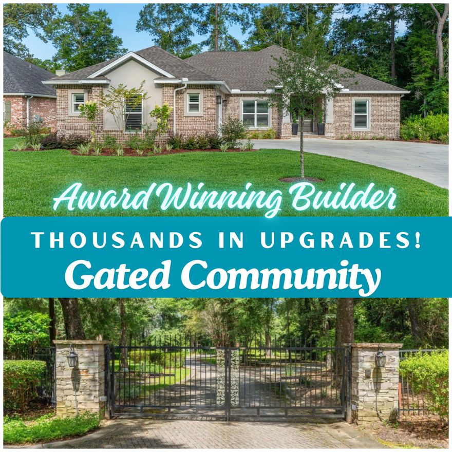 GATED COMMUNITY! AWARD WINNING BUILDER (ALAN PAUL CONSTRUCTION)! This 5 bedroom stunner is JUST OVER 1 YR OLD AND BETTER THAN NEW, with THOUSANDS in upgrades, custom finishes and quality in ALL the details. Situated on a corner lot on a cul de sac street, this spacious floor plan features tall tray ceilings with decorative wood beams, hardwood flooring THROUGHOUT (tile in bathrooms), gas fireplace with brick surround and mantle, custom lighting, crown molding in every room, screened porch with stained wood ceiling and additional bonus patio! The floor to ceiling windows flood the home with natural light, and the custom window treatments add warmth and save you THOUSANDS. The high end kitchen features a MASSIVE island with functional cabinetry on BOTH sides, professional style KitchenAid appliances ,quartz countertops, impressive wood range hood, 36 inch dual fuel range, farmhouse sink, and an abundance of solid wood cabinetry with upgraded deep drawer bases. The primary suite features  beautiful trim work, a board and batten accent wall, tray ceiling with wood beams, and a pocket door leading to the spa like bath retreat. The primary bath features a double vanity with lots of storage, a freestanding soaker tub and an oversized tiled walk-in shower with flush floor entry, frameless glass surround, and dual shower heads. The huge walk in closet with wood shelving is sure to impress! The sellers have invested in a whole home water filtration and softener system, screening of rear porch, additional concrete patio, additional kitchen pantry cabinet, added double doors to 5th bedroom, installed plantation shutters and custom window treatments, refrigerator, and washer dryer. This home is turn key ready with all the post new construction upgrades in place and included! You'll appreciate the gas tankless instant hot water heater and the high efficiency HVAC, and benefit from lower insurance costs due to enhanced construction quality, and lower taxes due to county zoning. This is a dream find in a highly sought after gated community with sidewalks, mature trees and character. Super convenient location in north Crestview with easy access to HWY 85 and Old Bethel Rd (which will connect to the soon to open Crestview Bypass). Don't settle for cookie cutter construction, this quality built home has all the custom touches and curb appeal you desire. Don't miss your opportunity to purchase this "better than new" 15 month old home just completed in October 2024. Call to schedule your private showing today.  