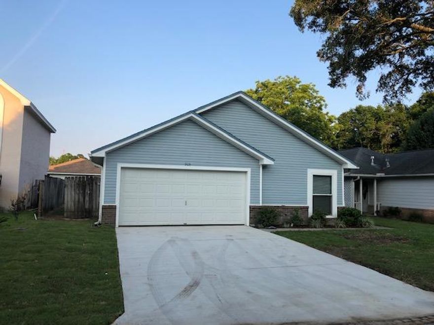 Available 01 July 2024. Maybe a bit earlier. New Exterior privacy fence installed in 2021! This home has been updated and very well kept.  Tile throughout living area.  It is conveniently located close to shopping, schools, restaurants and is close to both Hurlburt Field AF Base and Eglin AFB.  The great room is spacious, with a wood burning fireplace and is open to the dining room and kitchen. This is a wonderful split bedroom floor plan. There is nice patio with privacy fenced yard and a two car garage. Message me for a link to the pre-screening questionnaire. cell2148429878