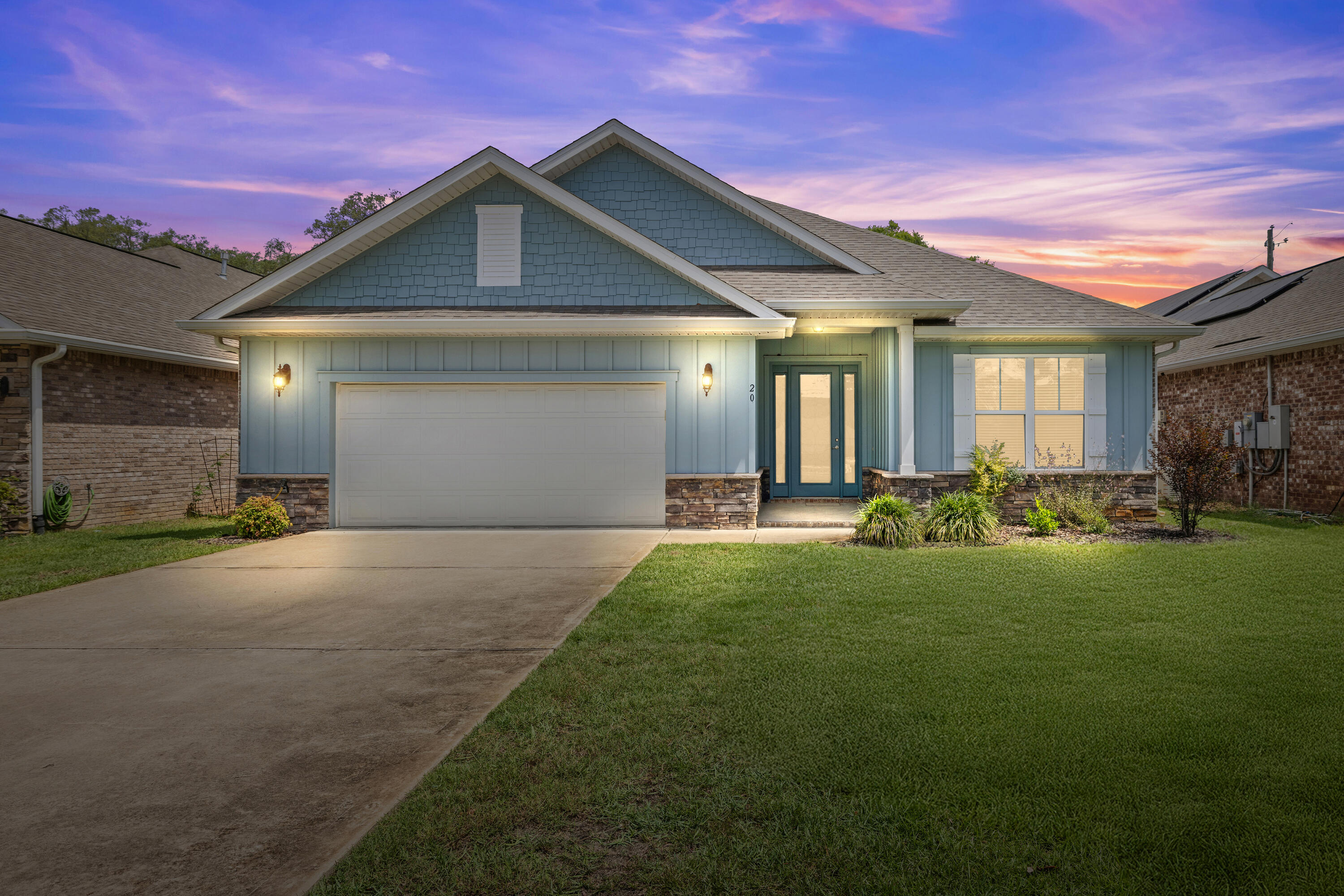 Centrally located 4BR/3BA home in desirable Shalimar, built in 2018. This immaculate home features wood-look tile throughout the main living areas with upgraded carpet in the bedrooms. Open kitchen has stainless steel appliances, granite countertops, an oversized island, custom cabinetry, gas cooktop, and double ovens. Spacious dining and family rooms provide excellent flow for everyday living and entertaining. Guest bedroom and full bath near the front entry, two additional bedrooms with a shared bath at the rear, and a large master suite with dual vanities, walk-in tiled shower, soaking tub, and walk-in closet. Enjoy outdoor living with a generous backyard and covered lanai. Whole house generator has been installed for extra peace of mind.