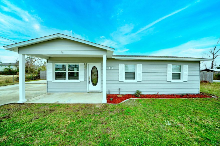 Beautifully remodeled 4 bed, 2 bath home in the heart of Lynn Haven! This home features many upgrades such as a brand new roof, new HVAC, new HWH, remodeled kitchen, LVP flooring throughout, and more. The living room is bright and spacious, leading to the kitchen. The kitchen is equipped with stainless appliances, white subway tile backsplash, plenty of cabinets for storage, and a dining area. This home features a split floorplan, offering plenty of peace and privacy. The primary bedroom is off the dining area and boasts LVP flooring, a private ensuite bathroom, and access to the backyard. The private primary bathroom features a shower/tub combo. The additional bedrooms also boast LVP flooring and share a full bathroom.