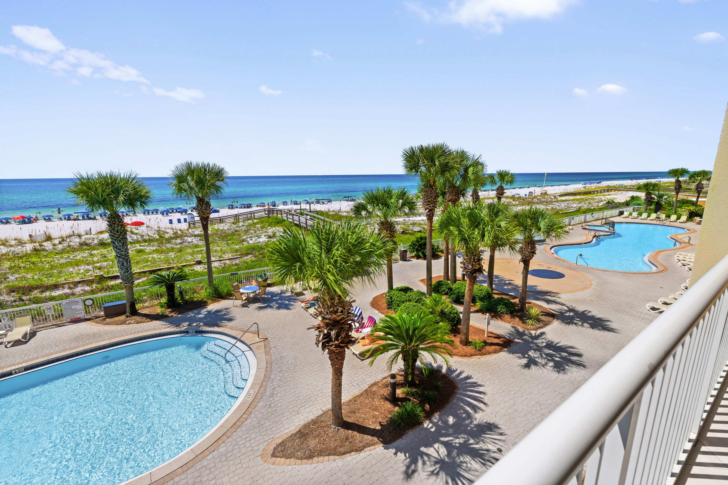 Welcome to Azure #307, a beautifully updated 3-bed, 3-bath beachfront condo on Okaloosa Island. Perfectly located mid-level in the building, you'll enjoy spectacular Gulf views, the sound of waves at night, and even a poolside vantage point from your balcony. With over 1,500 sq ft, this condo shines with updated marble tile floors, fresh paint, beachy decor, and designer furnishings. The expansive private balcony overlooks sugar-white sand and emerald waters, offering the ultimate coastal lifestyle.Azure boasts resort-style amenities--two beachfront pools, spas, fitness center, and direct private beach access. With a proven rental history (even with heavy owner use) this condo is ideal as a vacation retreat, high-performing investment or full time beach residence. Call today for a tour!