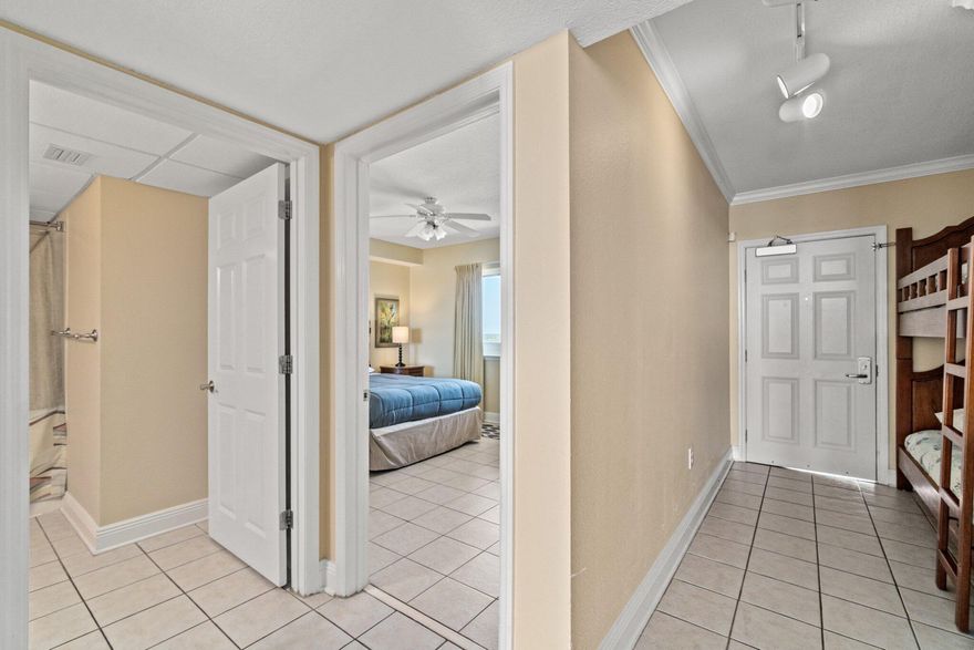 Looking for a little piece of paradise along the Emerald Coast with endless views of the Gulf of Mexico.This charming 13th floor unit offers two bedrooms, two full baths, and built in bunk beds. Rental ready with stainless steel appliances, granite countertops, tile floors and stocked kitchen. Large Gulf-Front Master Bedroom with a Bay Window offers breathtaking sunsets. Conveniently located with easy access to the beach, amenities and covered parking garage. Enjoy views from the Sky Bar, Starbucks, swimming pools, pool side tiki bar, and Fitness Center. Short drive to Pier Park, Dining and Entertainment. All information is believed to be correct and should be verified by the buyer.