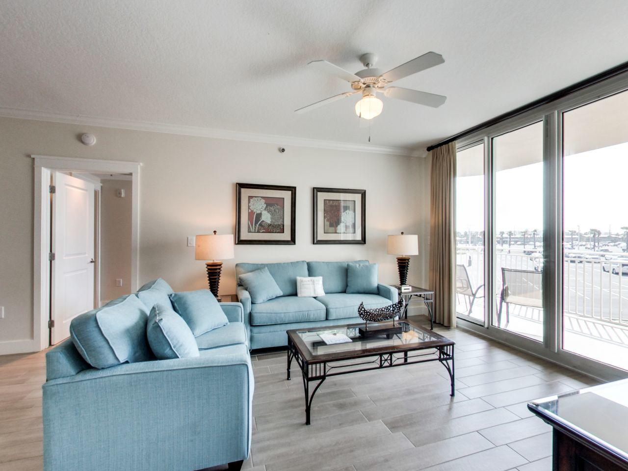 One of the BEST deals in this fun family mega beach resort! Waterscape A223 is Super Clean and immaculately furnished with new LR sofa/loveseat, new wood-look tile flooring in LR/DR; tile in Kitchen/Baths; 2 brs are carpeted. Bunk area has door for privacy; tv's just added to bunkroom. Black granite kitchen counters, full size stack w/d in pantry; split plan with large baths; both br lead to gulf facing balcony (45degree angle); ltd. Gulf views. Very spacious and ready for your family. $33,885 in 2017 gross rents with 19 days of owner usage ($38K+ possible). Family fun at the lazy river, zero edge pool, heated upper pool, kiddie playpark, fitness center, 10 gas grills, Fudpuckers food, 490' of beachfront, covered parking, and on site mgt. A must see and a great value!