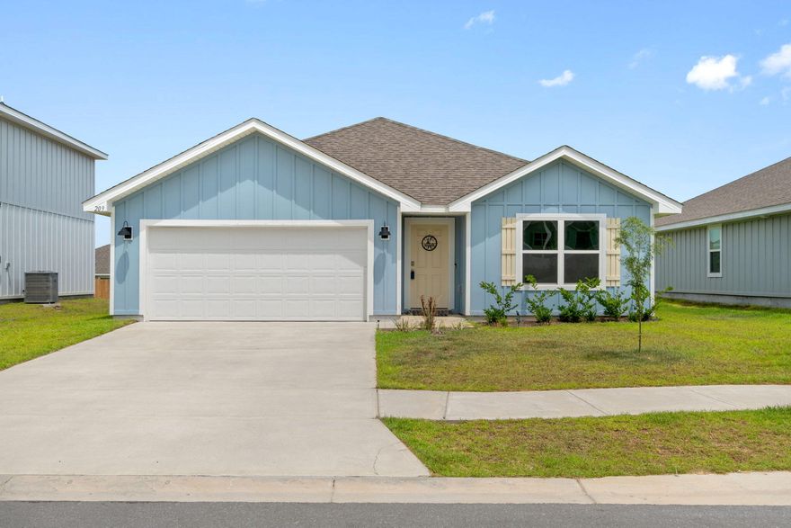 This beautiful almost new (Cali floor plan) home, features 4 bedrooms and 2 baths.  A spacious kitchen, that opens up into the living room, features a center island, stainless steel appliances, smooth top range, dishwasher and built in microwave.  Perfect for entertaining with the spacious floor plan and large island. The primary bedroom and adjoining bathroom features double vanity sings and a large walk in shower.  This new community features sidewalks, underground utilities and a community pool and pavilion.