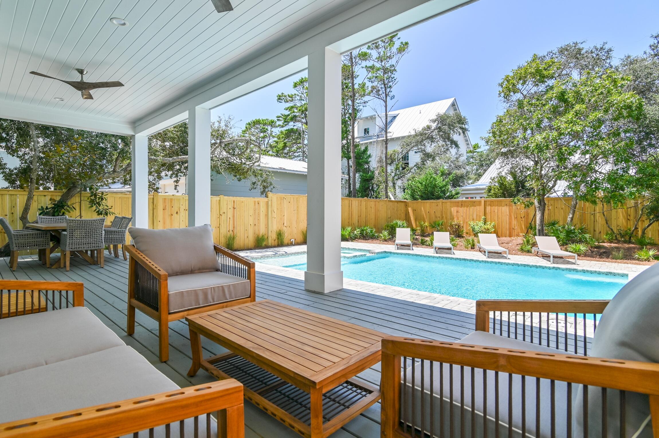 Welcome to the epitome of coastal luxury living in the heart of Seagrove, a masterpiece of new construction near Eastern Lake. This beachside haven boasts 6 bedrooms and 7.5 baths, accommodating up to 20 guests with ease. Impeccable design merges modern elegance with the relaxed charm of the coast.Every detail has been carefully curated, ensuring a harmonious blend of aesthetics and functionality. Each bedroom features an en-suite bath, while the grand master suite indulges you with a spacious closet and a lavish bathroom, crafting a serene retreat.Entertainment abounds within this exquisite abode. A dedicated bunk room comfortably sleeps six, while the secondary living space, complete with a wet bar, table tennis, and two tv's becomes a hub of socialization and fun.