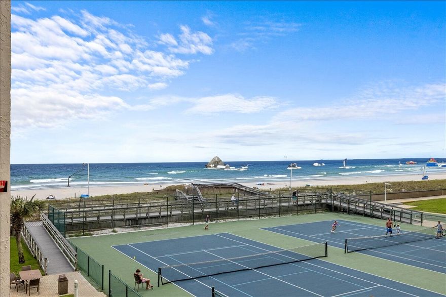 Milestone inspection completed! Come fall in love with the views from this Gulf front condo. This unit has been completely updated and renovated within the past year. It's turnkey. Holiday Surf and Racquet Club is a highly sought after, gated condo on Holiday Isle in Destin...directly on the beach! Watch dolphins in the day and sunsets in the evening rate from your private balcony. This 2 bedroom, 2 bath unit is one of the few units with its own WASHER AND DRYER. Comfortably sleeping 6, this unit comes fully furnished, with NO CARPET and rental ready. On-site amenities include fitness center, laundry facilities, meeting space, shuffleboard, tennis courts, private beach, lobby and heated pool. Come enjoy your own piece of paradise. Rental projections are between 60K and 70K+ for 2024