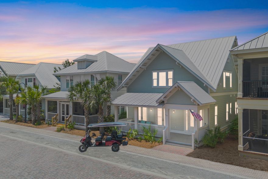 Ride back in time... And rediscover a more PLEASANT way of life. Carefree days & front porch hellos. Welcome to 48 Pleasant Street, where Classic Americana meets Modern Luxury. This is the ONLY beach cottage of its kind on the market in Prominence on 30A--a RARE chance to experience a more Pleasant Life.NEVER BEEN RENTED, but it is available for short-term rentals. It's like buying a pristine new home, perfect for a primary or secondary residence, & an excellent investment opportunity!Elegantly decorated as if by Ralph Lauren and Donna Reed, this home comes FULLY FURNISHED. With 3 bedrooms and a bunk room, this gem comfortably sleeps 10+ guests. It boasts a dreamy front porch, a detached TRUE 2-car garage, an outdoor shower, & a 6-seater golf cart--truly, this dream home has it all!
