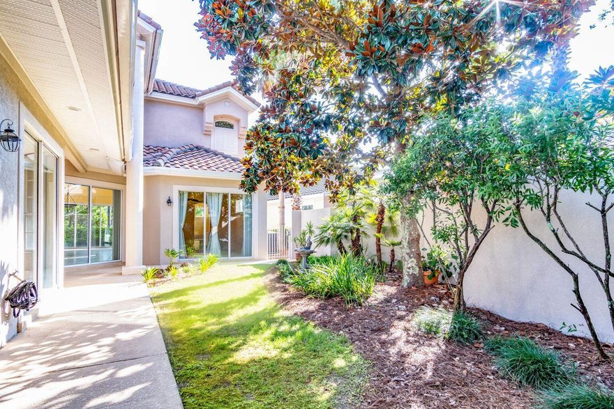 The only Courtyard Golf Villa currently available with the largest floorplan and the lowest price per sq. foot. This one-of-a-kind home features natural light with great views of the nature preserve, and room for a private pool in the gated courtyard. The master bedroom is located on the main floor with a glass walk-in shower, garden tub and two closets. The open living/dining plan includes a spacious kitchen with granite counters, oversize cabinets, large pantry, breakfast nook, and a half bath. Also on the first floor is a large flex room that can be used as an office, exercise room or bedroom.  Upstairs are two bedrooms separated by a spacious loft area, each with large closets and private baths. This is a must see!